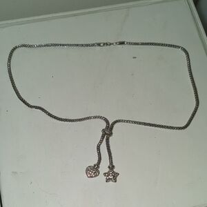 Elegant Silver Necklace with Heart and Star Charms